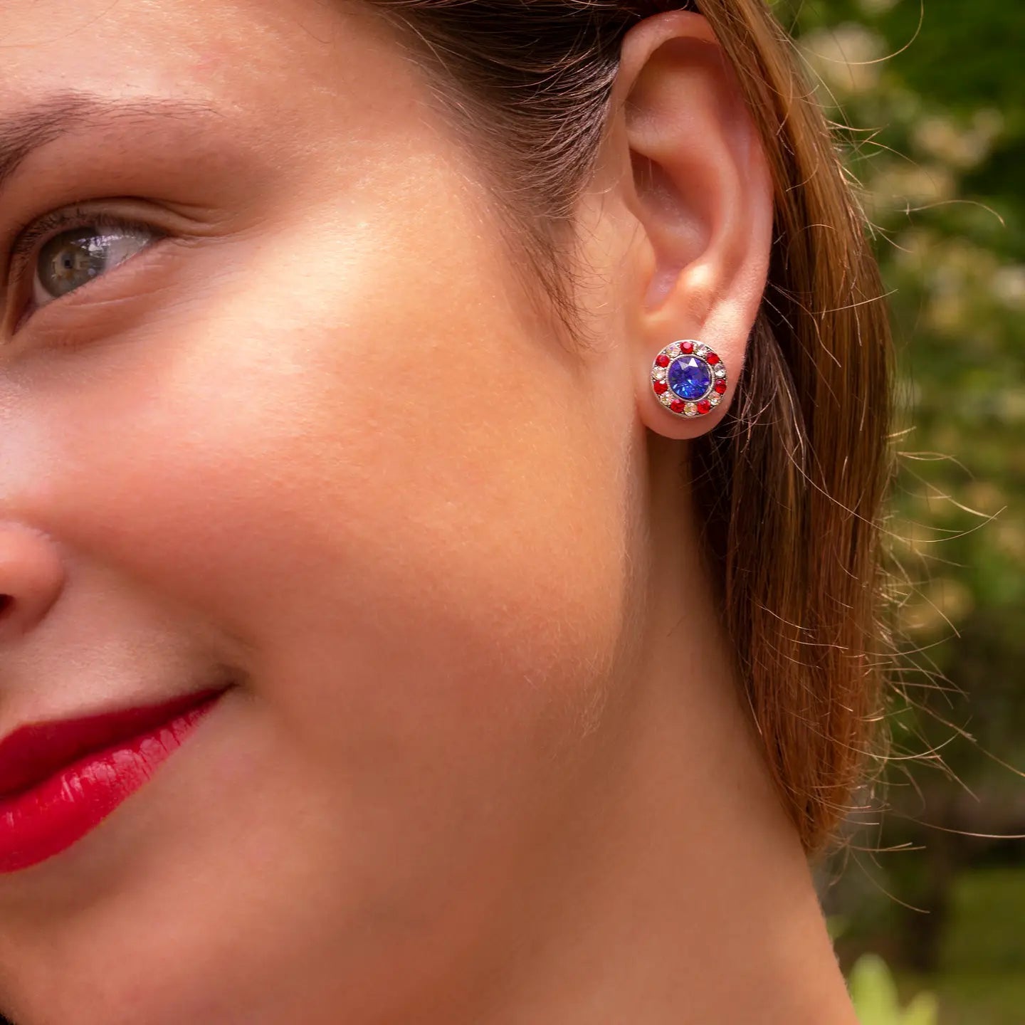 Anne Koplik Americana Crystal Halo Earrings