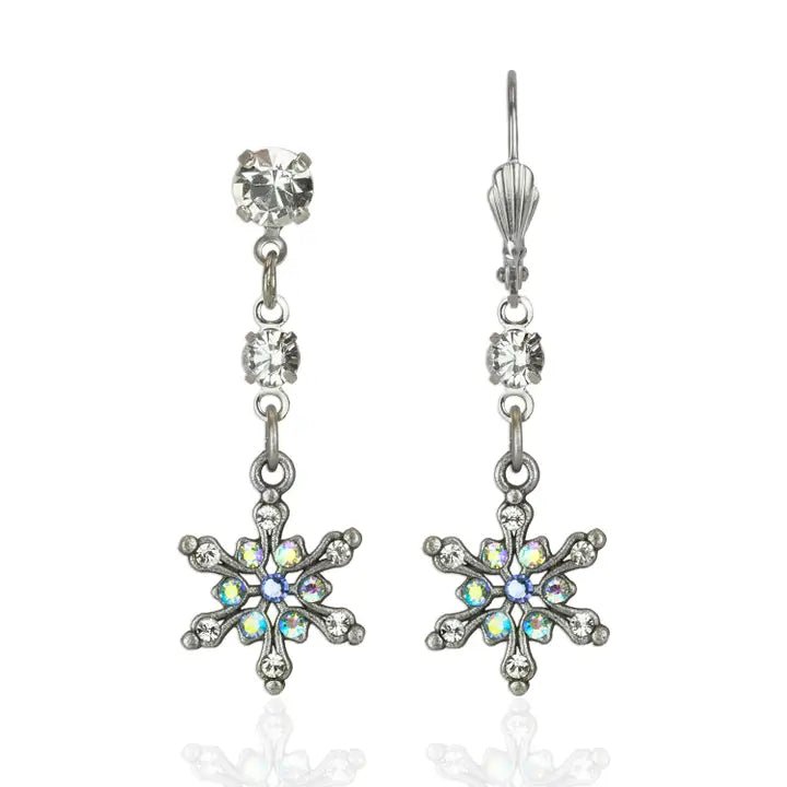 Anne Koplik Flickering Fractals Crystal Snowflake Earrings - Juli's Wearable Art