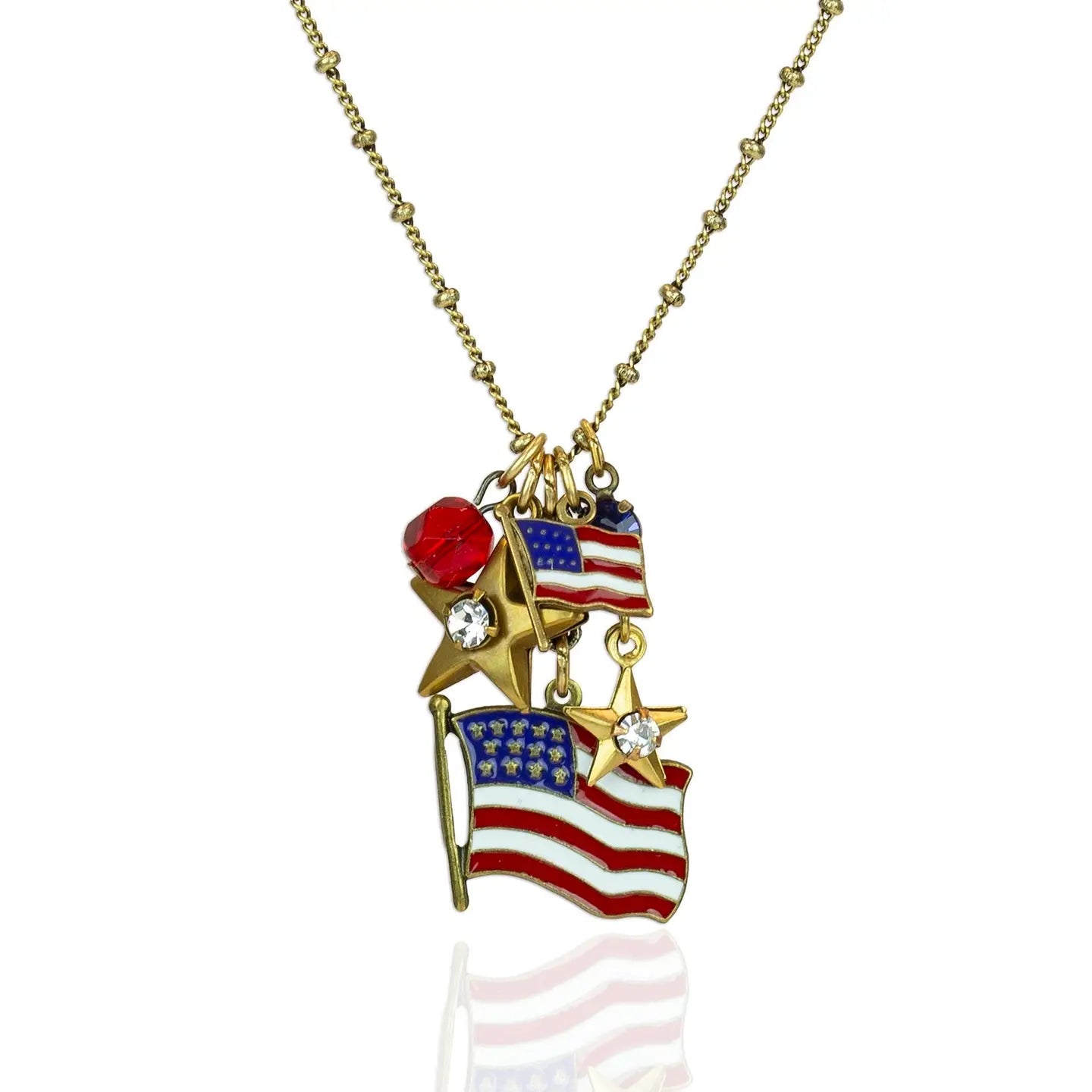 Anne Koplik Stars & Stripes USA Flag Americana Jumble Charm Necklace