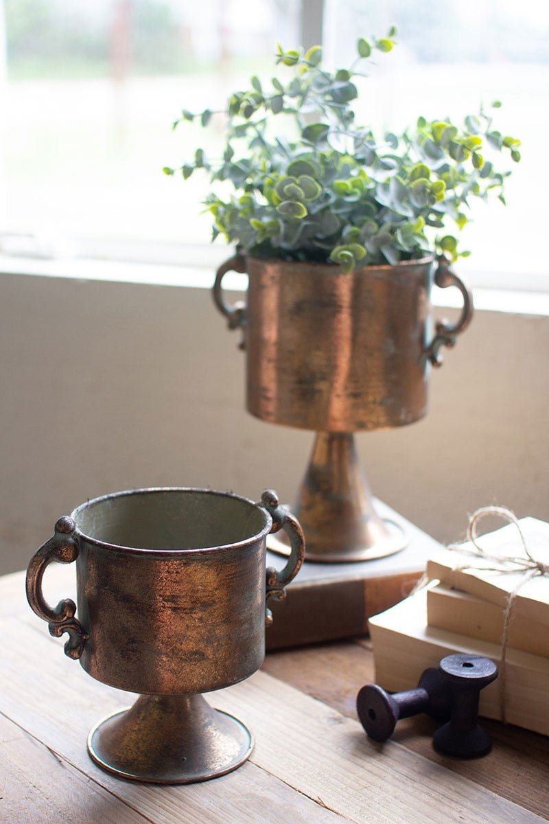 Antique Copper Finish Planter with Handles | Set of 2 - Juli's Wearable Art