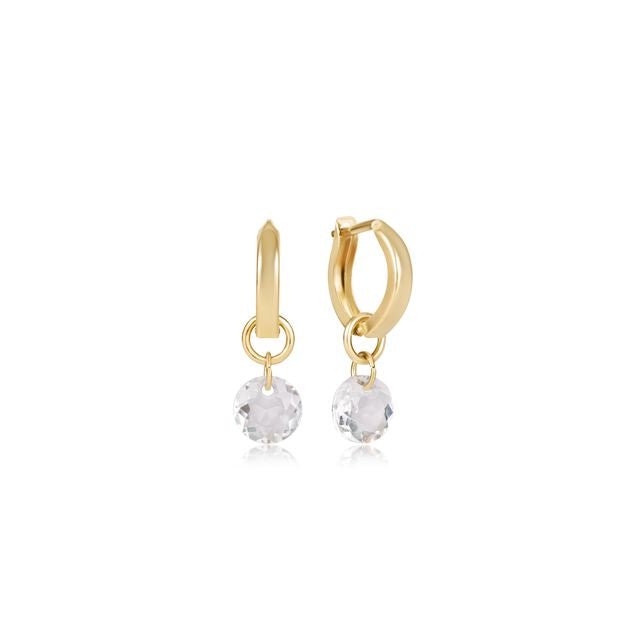 enewton Birthstone Huggie Gold Hoop Earrings | Reflection Small Charm | April