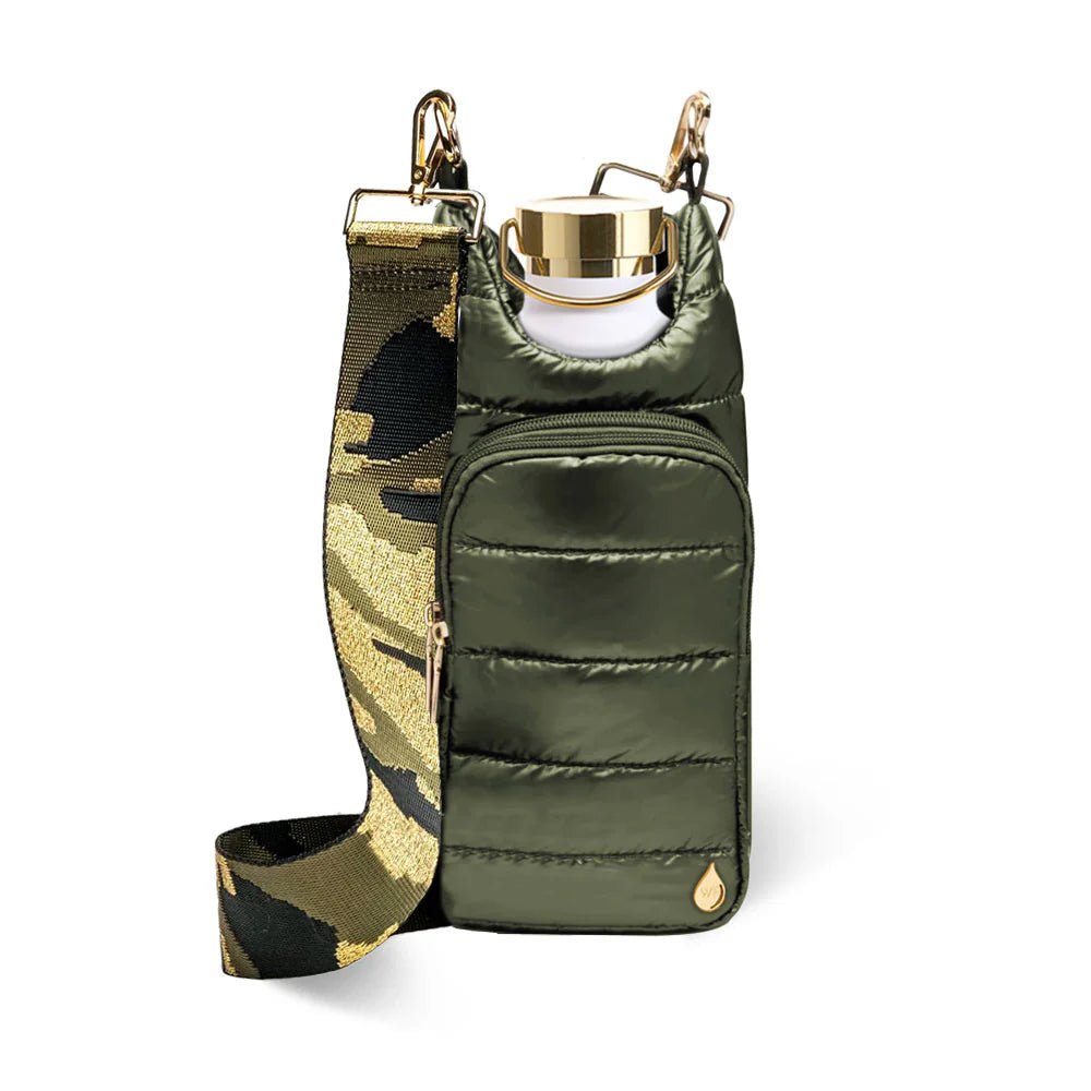 Army Green Shiny HydroBag® with Camo Strap - Juli's Wearable Art