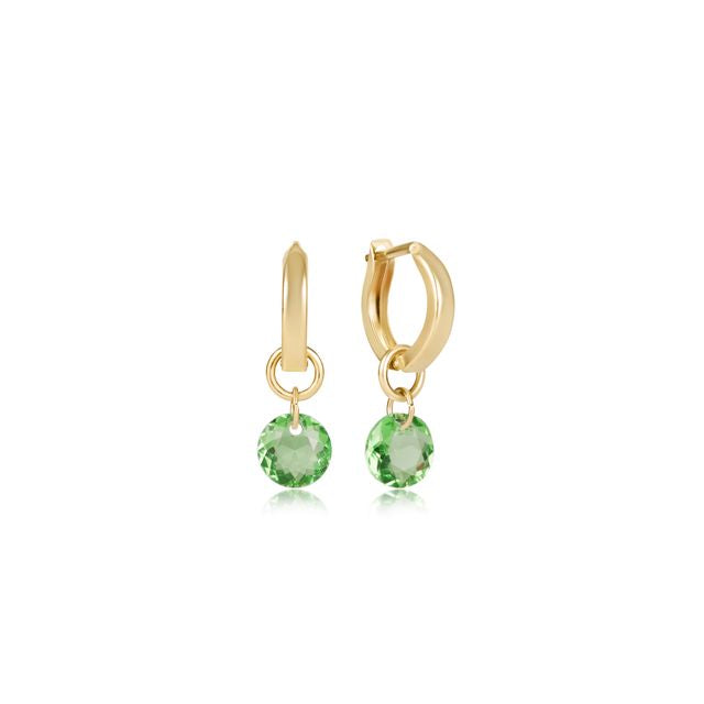 enewton Birthstone Huggie Gold Hoop Earrings | Reflection Small Charm | August