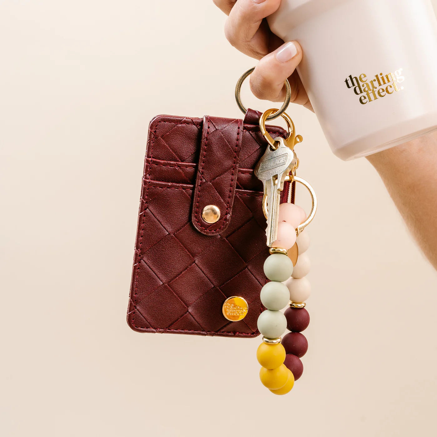 Hands-Free Silicone Beaded Key Chain Wristlet - Autumn Sunset