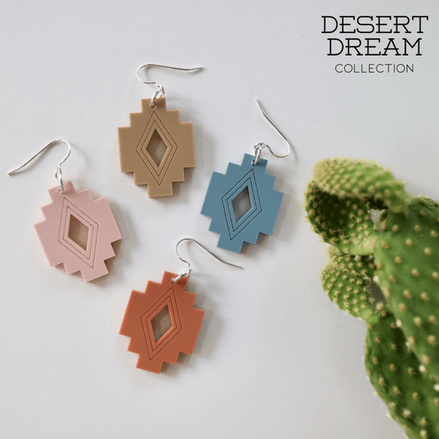 Aztec Acrylic Earrings - Juli's Wearable Art