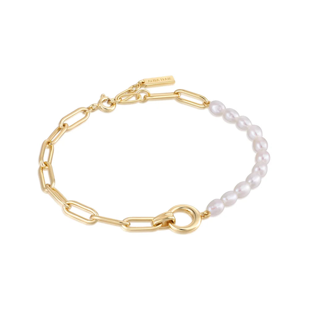 Ania Haie Pearl Chunky Link Chain Bracelets