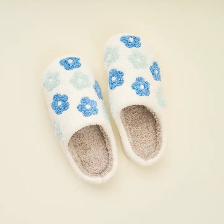 The Darling Effect Slippers- Flowers Blue & White
