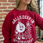 Balls Deep in Christmas Spirit Crewneck Sweatshirt - Juli's Wearable Art