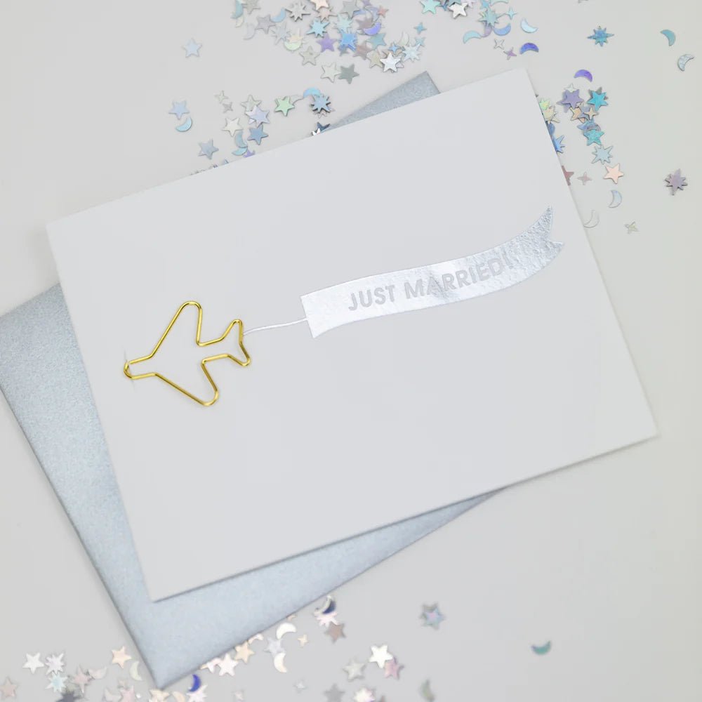 Banner Just Married | Paper Clip Letterpress Card