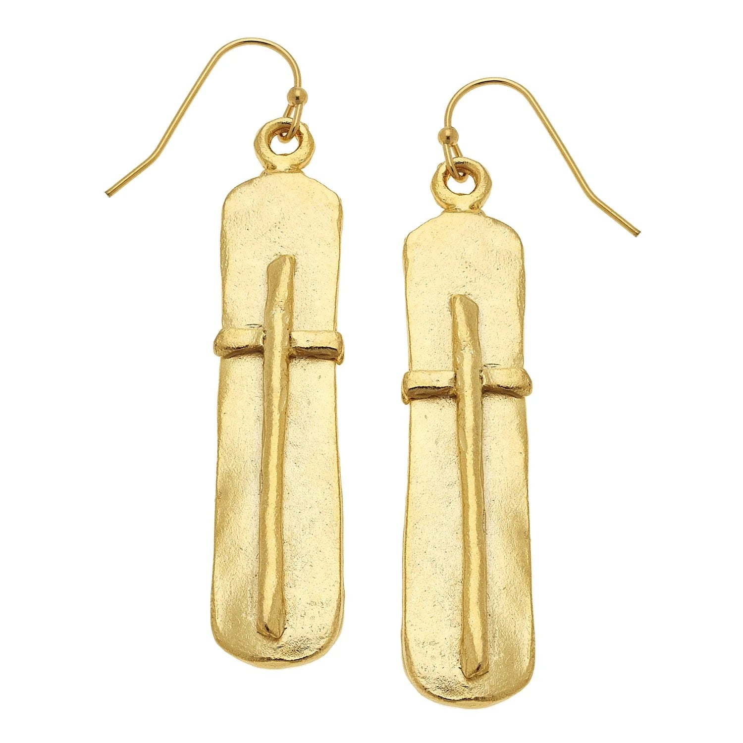 Bar Cross Earrings - Gold - Juli's Wearable Art
