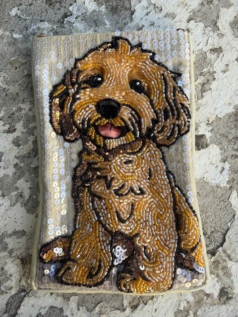 Beaded Phone Pouch | Goldendoodle - Juli's Wearable Art