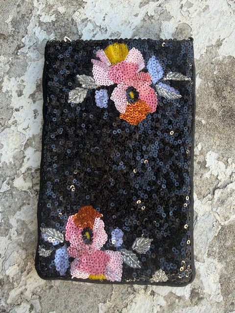 Beaded Phone Pouch | “JWA" Flowers