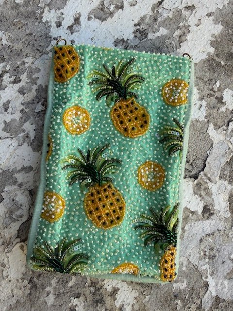 Beaded Phone Pouch | Pineapples - Juli's Wearable Art