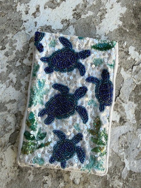 Beaded Phone Pouch | Sea Turtles - Juli's Wearable Art