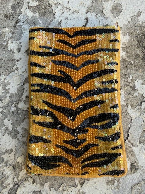 Beaded Phone Pouch | Tiger Print - Juli's Wearable Art