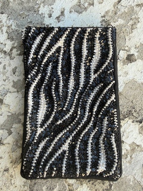 Beaded Phone Pouch | Zebra Print - Juli's Wearable Art