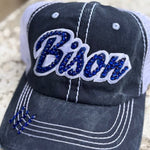Bedford Bison Ball Cap – Navy with Royal Blue Beading - Juli's Wearable Art