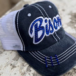 Bedford Bison Ball Cap – Navy with Royal Blue Beading - Juli's Wearable Art
