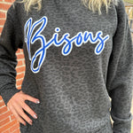 Bedford Bisons Black Leopard Print Sweatshirt - Juli's Wearable Art