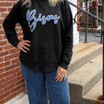 Bedford Bisons Black Leopard Print Sweatshirt - Juli's Wearable Art