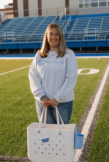 Bedford Bisons Faux Embroidered Mascot Design Sweatshirt - Juli's Wearable Art