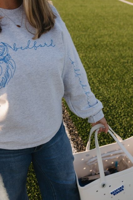 Bedford Bisons Faux Embroidered Mascot Design Sweatshirt - Juli's Wearable Art