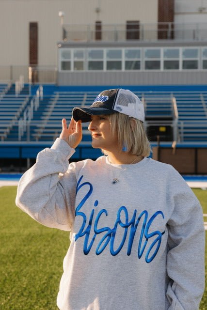 Bedford Bisons Jumbo Cursive Puff Sweatshirt - Juli's Wearable Art