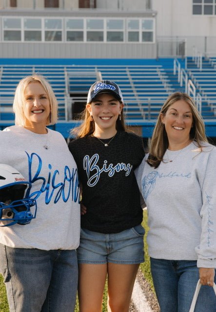 Bedford Bisons Jumbo Cursive Puff Sweatshirt - Juli's Wearable Art