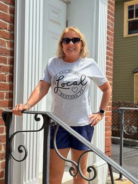 Bedford Circle Shop Eat Drink Local Tee - Gray