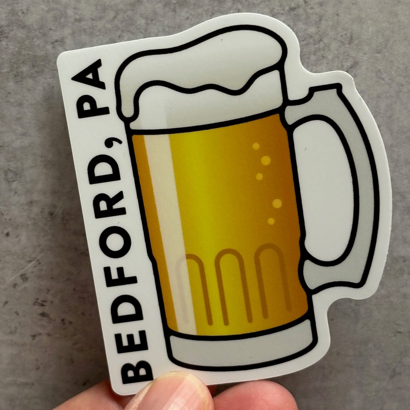 Bedford PA Beer Mug Sticker - Juli's Wearable Art