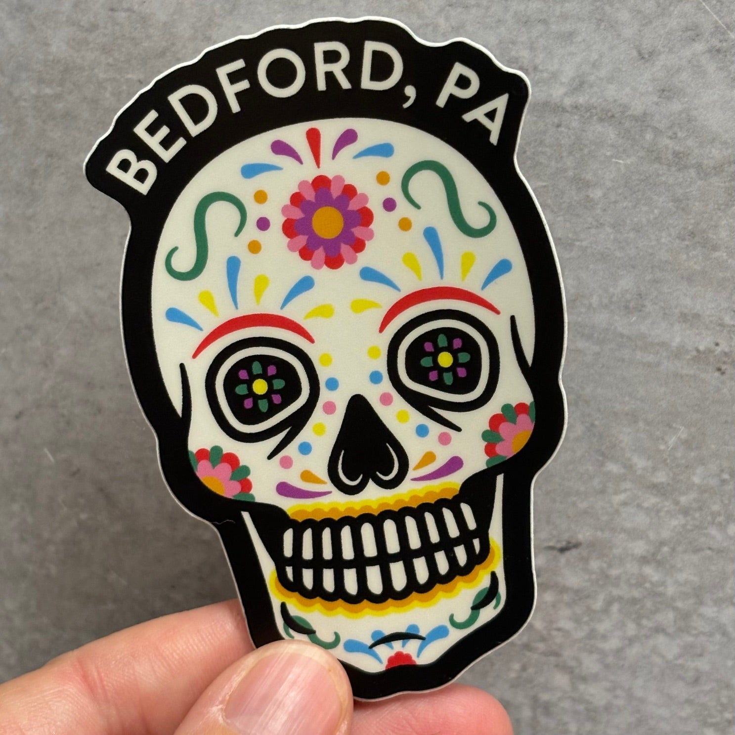 Bedford PA Calavera Sugar Skull Sticker - Juli's Wearable Art