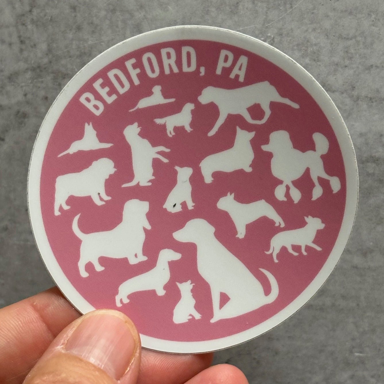 Bedford PA Dog Lover Round Sticker - Juli's Wearable Art