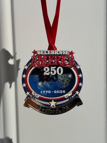 Bedford, PA Fireworks of Freedom 250th Anniversary | Handcrafted Brass Christmas Ornament - Juli's Wearable Art