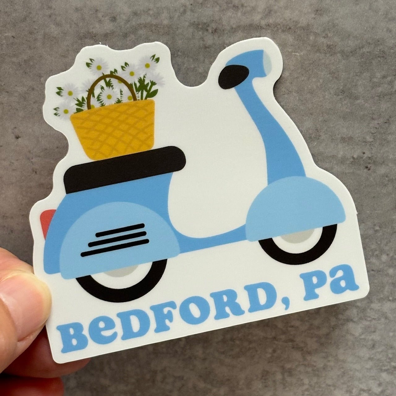 Bedford PA Little Blue Scooter Sticker - Juli's Wearable Art