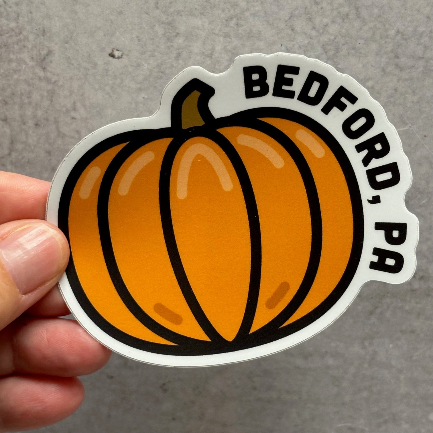 Bedford PA Orange Pumpkin Sticker - Juli's Wearable Art