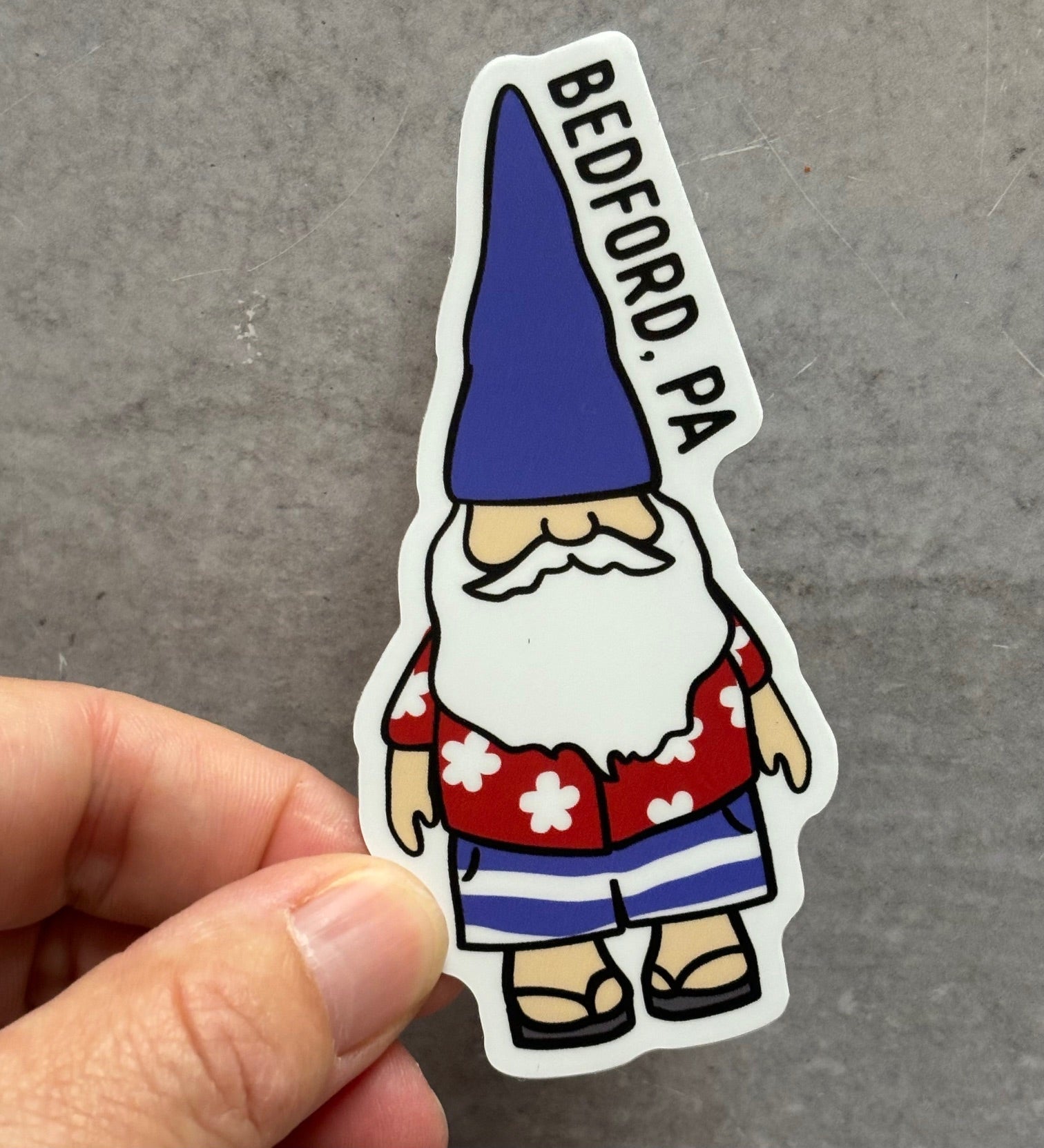 Bedford PA Red White and Blue Gnome Sticker - Juli's Wearable Art