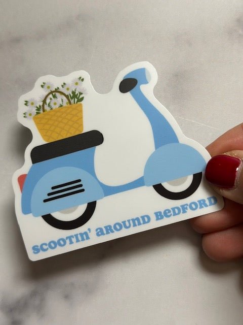 Bedford PA Scootin' Around Bedford Sticker - Juli's Wearable Art