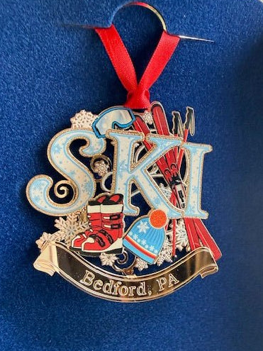 Bedford, PA “Ski” Ornament – Handcrafted Brass Christmas Ornament - Juli's Wearable Art