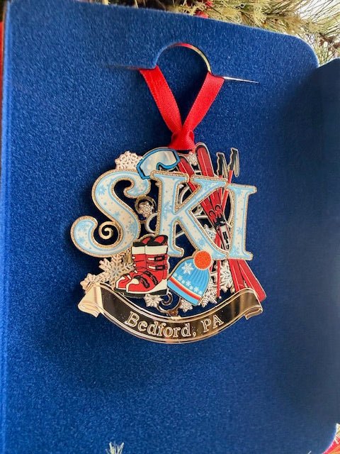 Bedford, PA “Ski” Ornament – Handcrafted Brass Christmas Ornament - Juli's Wearable Art