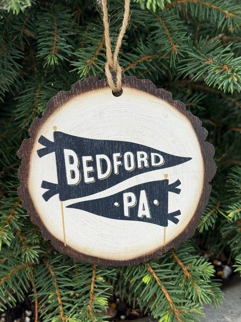 Bedford, PA Wooden Ornament with Flags