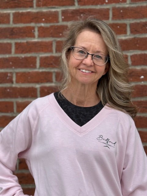 Bedford Pennsylvania V - Neck Sweatshirt | Baby Pink - Juli's Wearable Art