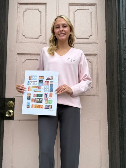 Bedford Pennsylvania V - Neck Sweatshirt | Baby Pink - Juli's Wearable Art