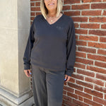 Bedford Pennsylvania V - Neck Sweatshirt | Charcoal - Juli's Wearable Art