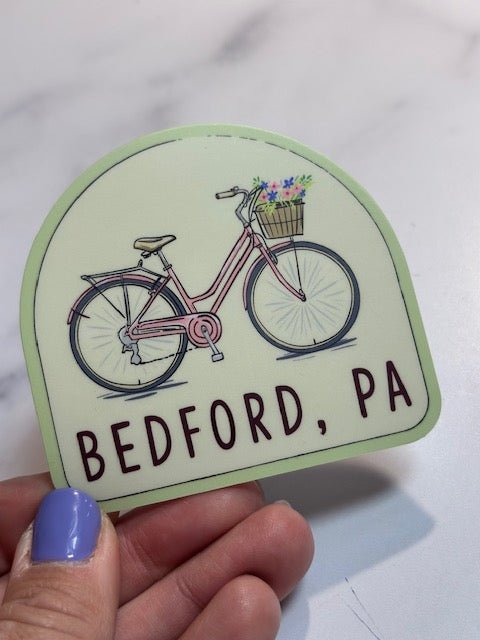 Bedford - Retro Bike with Basket Sticker - Juli's Wearable Art