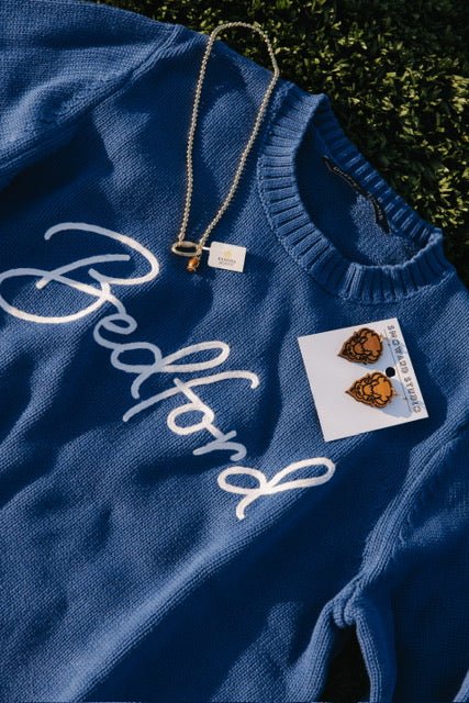 Bedford Script Crew Neck Sweater - Juli's Wearable Art