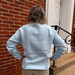 Bedford Unisex Crewneck Sweatshirt – Coastal Blue with Chenille Letters - Juli's Wearable Art