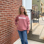 Bedford Unisex Crewneck Sweatshirt – Dusty Rose with Chenille Letters - Juli's Wearable Art