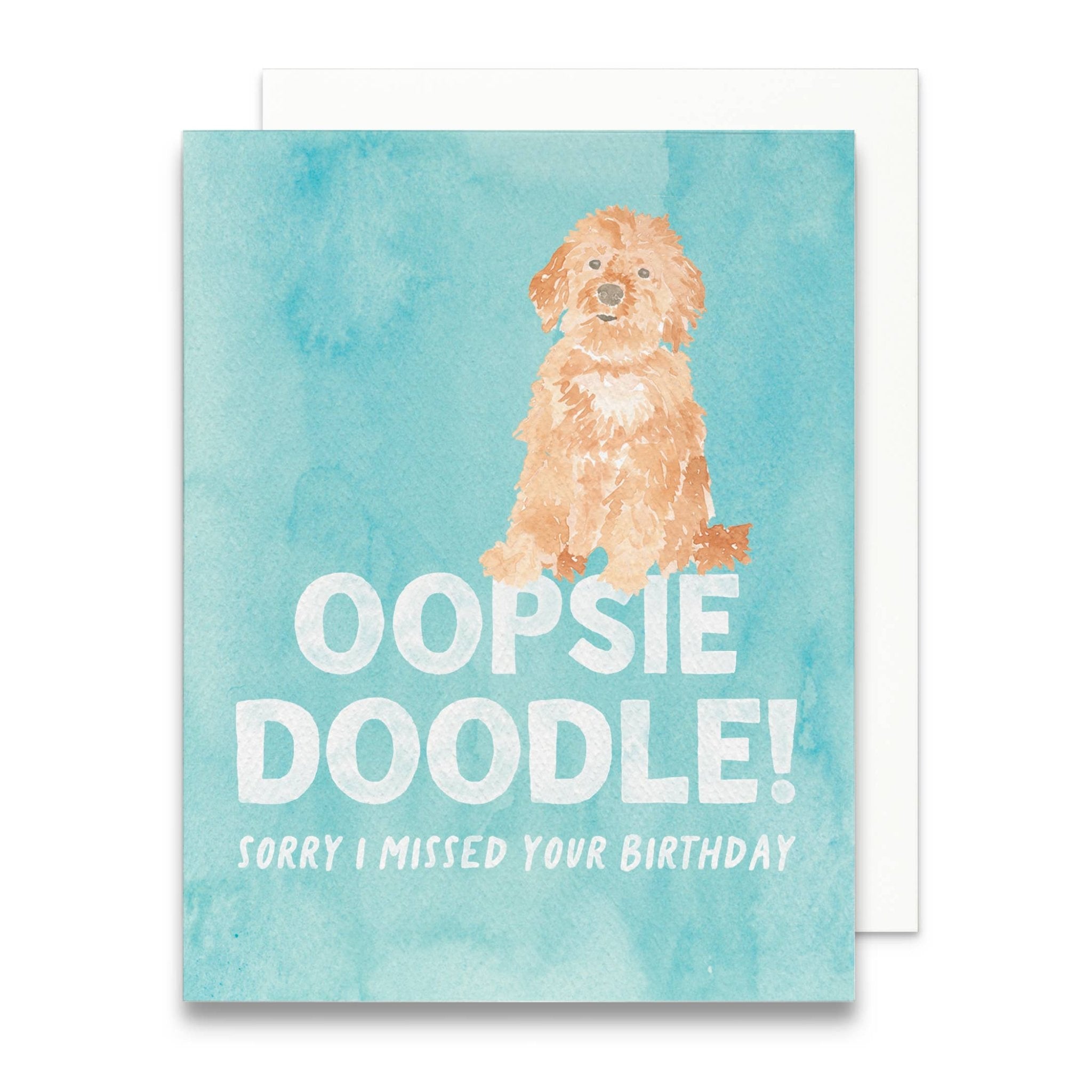 Belated Birthday Goldendoodle Greeting Card | Oopsie Doodle - Juli's Wearable Art
