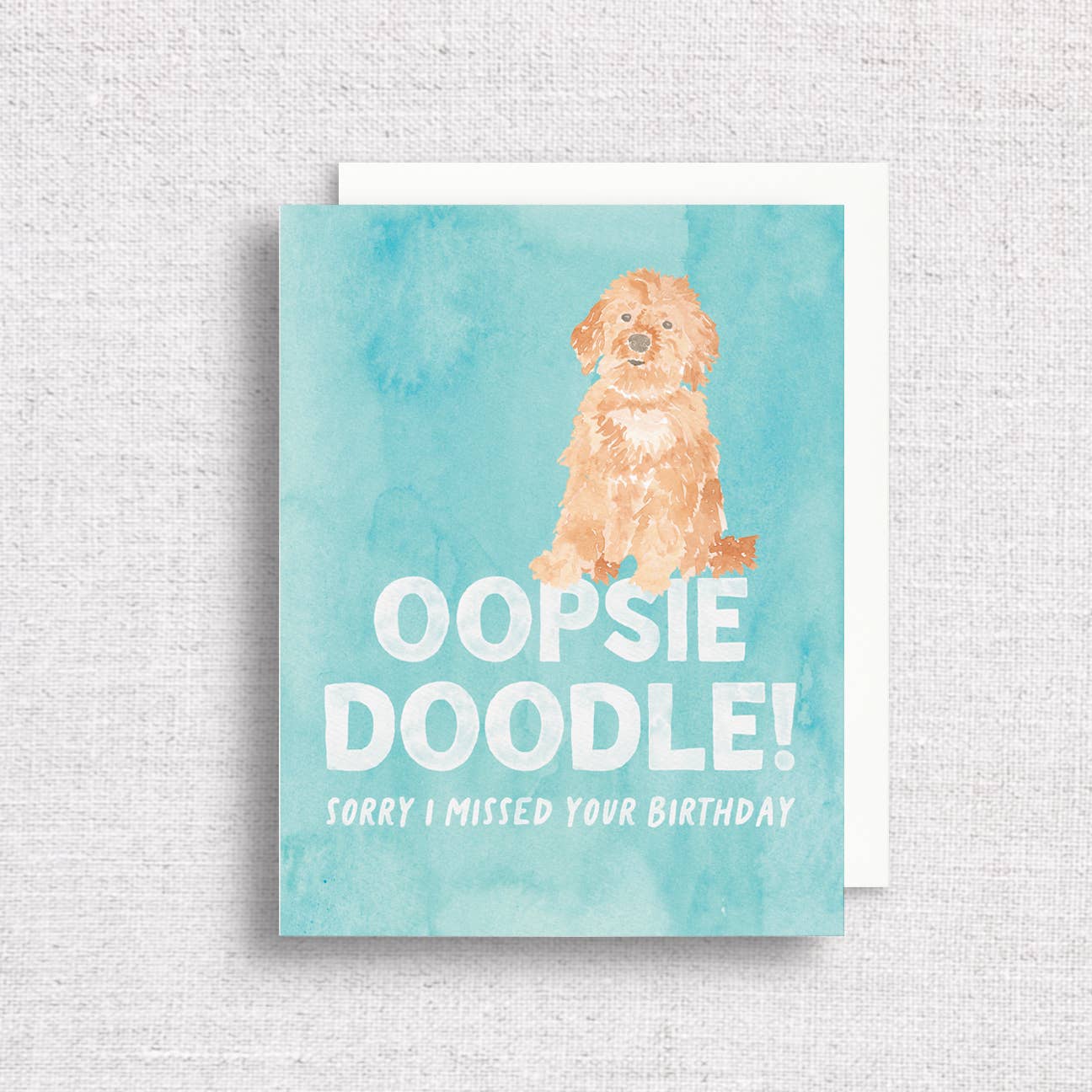 Belated Birthday Goldendoodle Greeting Card | Oopsie Doodle - Juli's Wearable Art