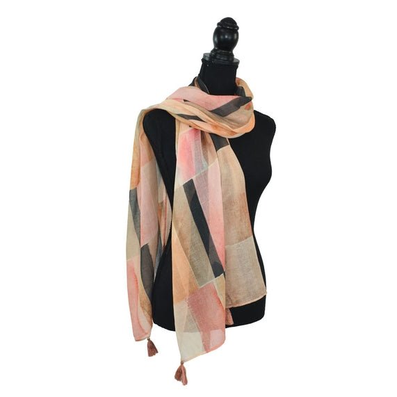 Berkeley Geo Peach & Black Colorblock Scarf - Juli's Wearable Art